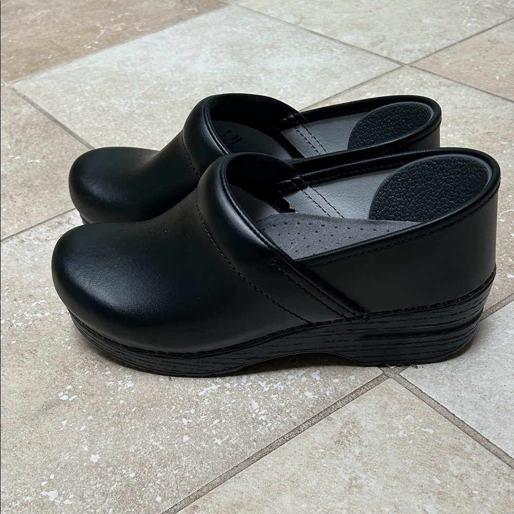Classic Black Leather Clogs— Dansko Professional
